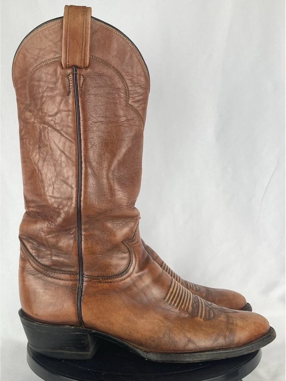 Men’s Size 8.5 D Tony Lama 5084 Vintage Tan Brown Leather Cowboy Western Boots
